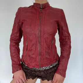 90s real red leather jacket - Size S