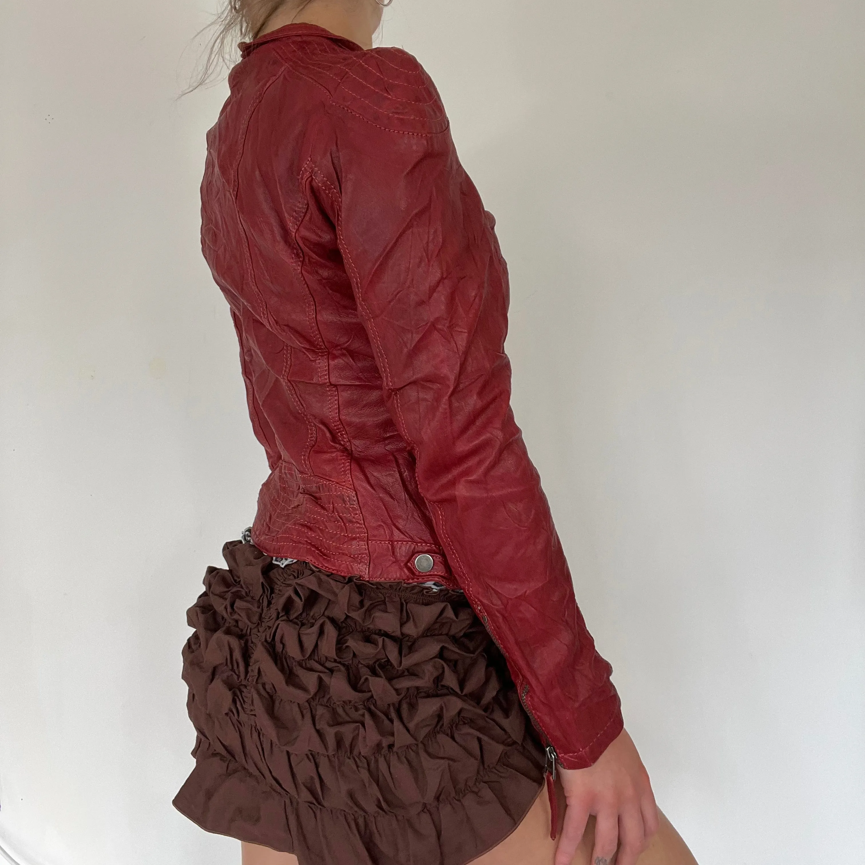 90s real red leather jacket - Size S