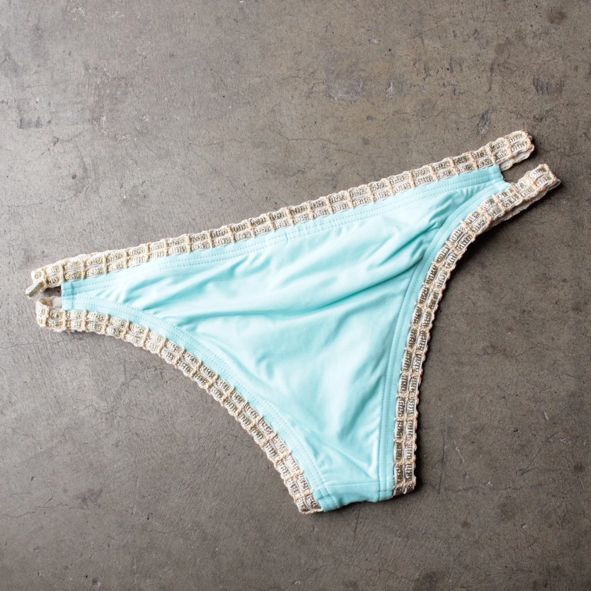 Bikini Lab - Weaving On A Jet Plane Hipster Bikini Bottoms in Blue