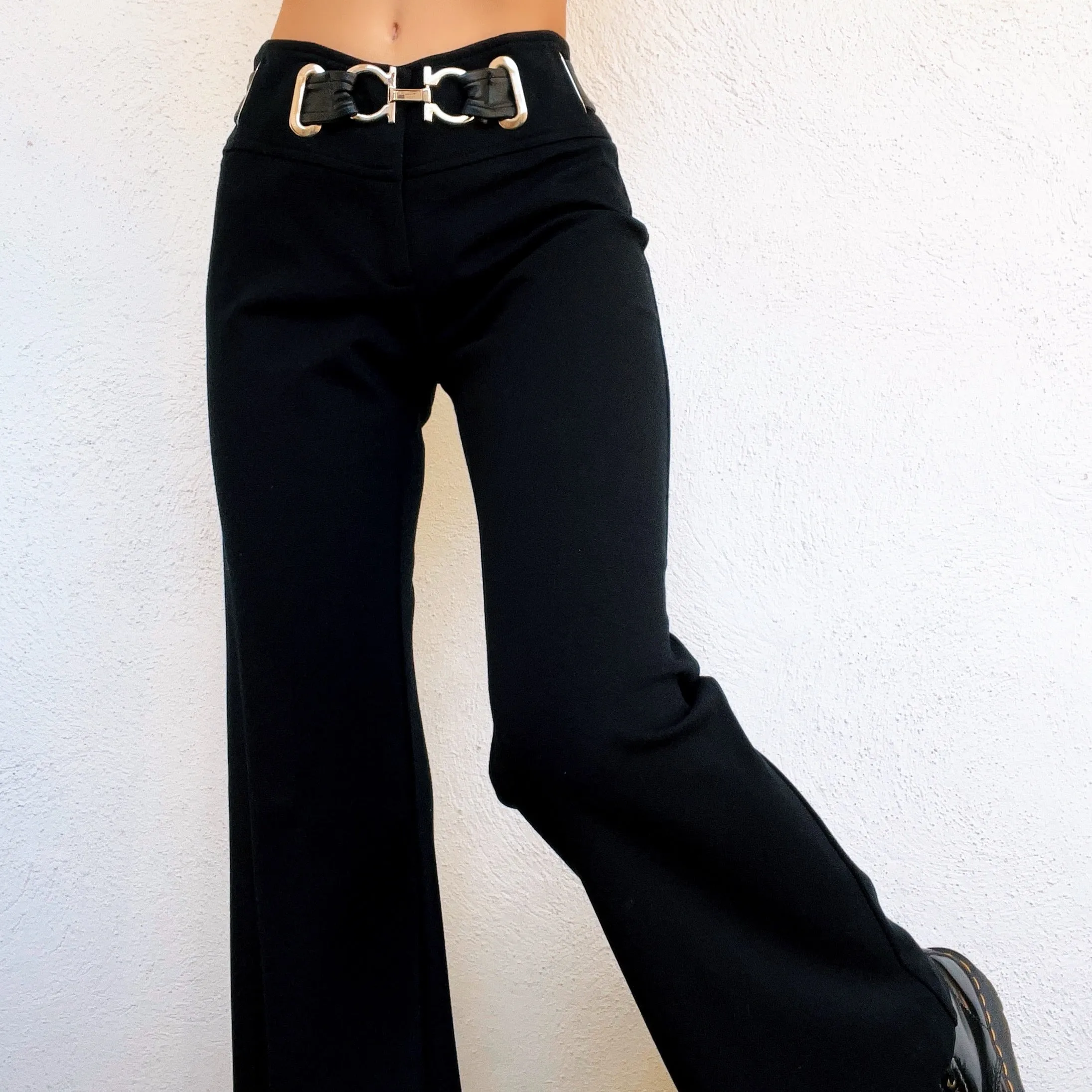 Black Belted Flare Pants