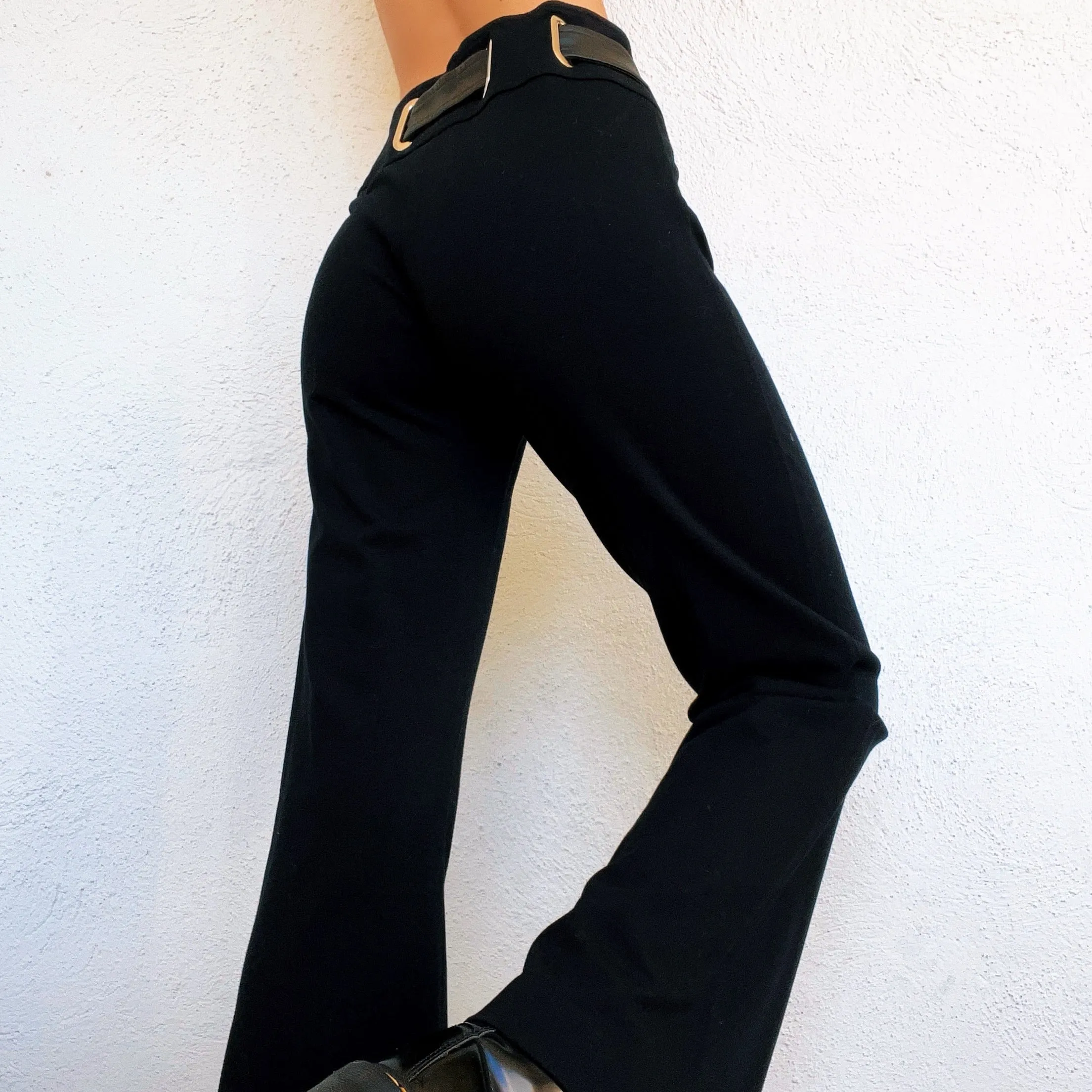 Black Belted Flare Pants