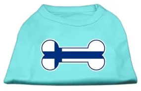 Bone Shaped Finland Flag Screen Print Shirts Aqua XS (8)