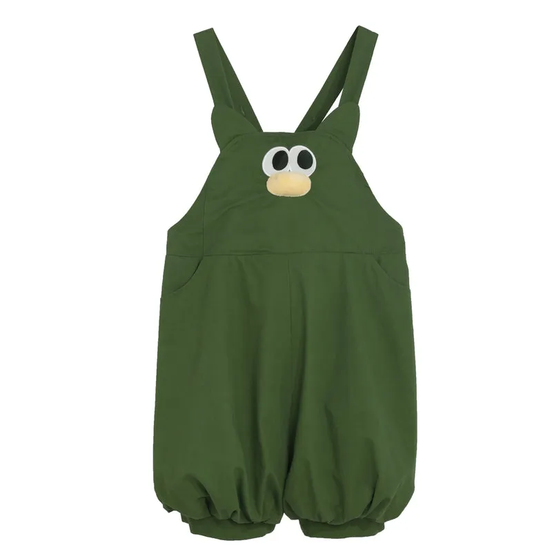 Cute Green Frog Three-Dimensional Overalls