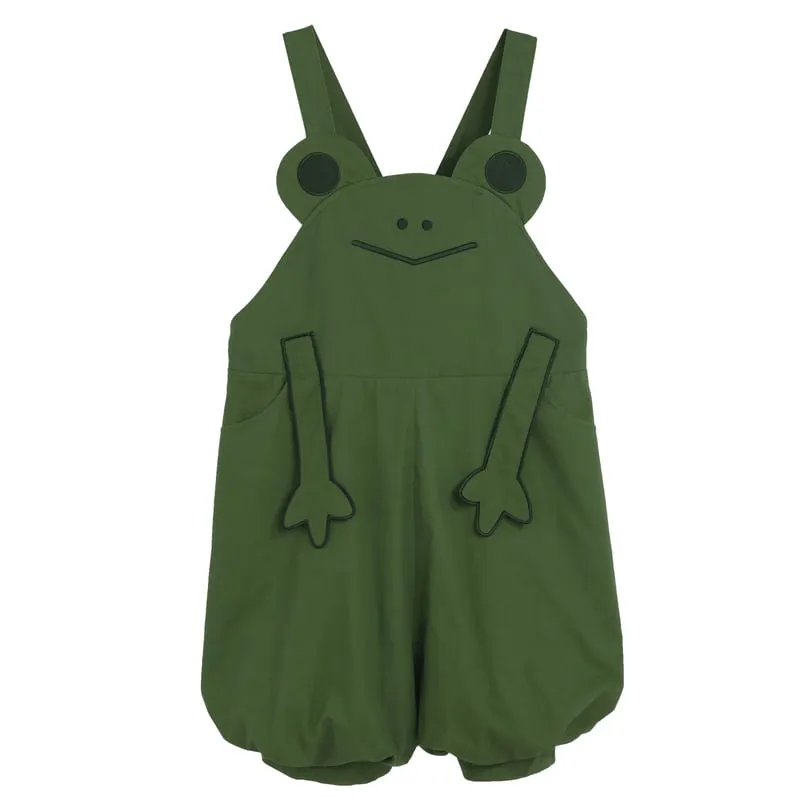 Cute Green Frog Three-Dimensional Overalls
