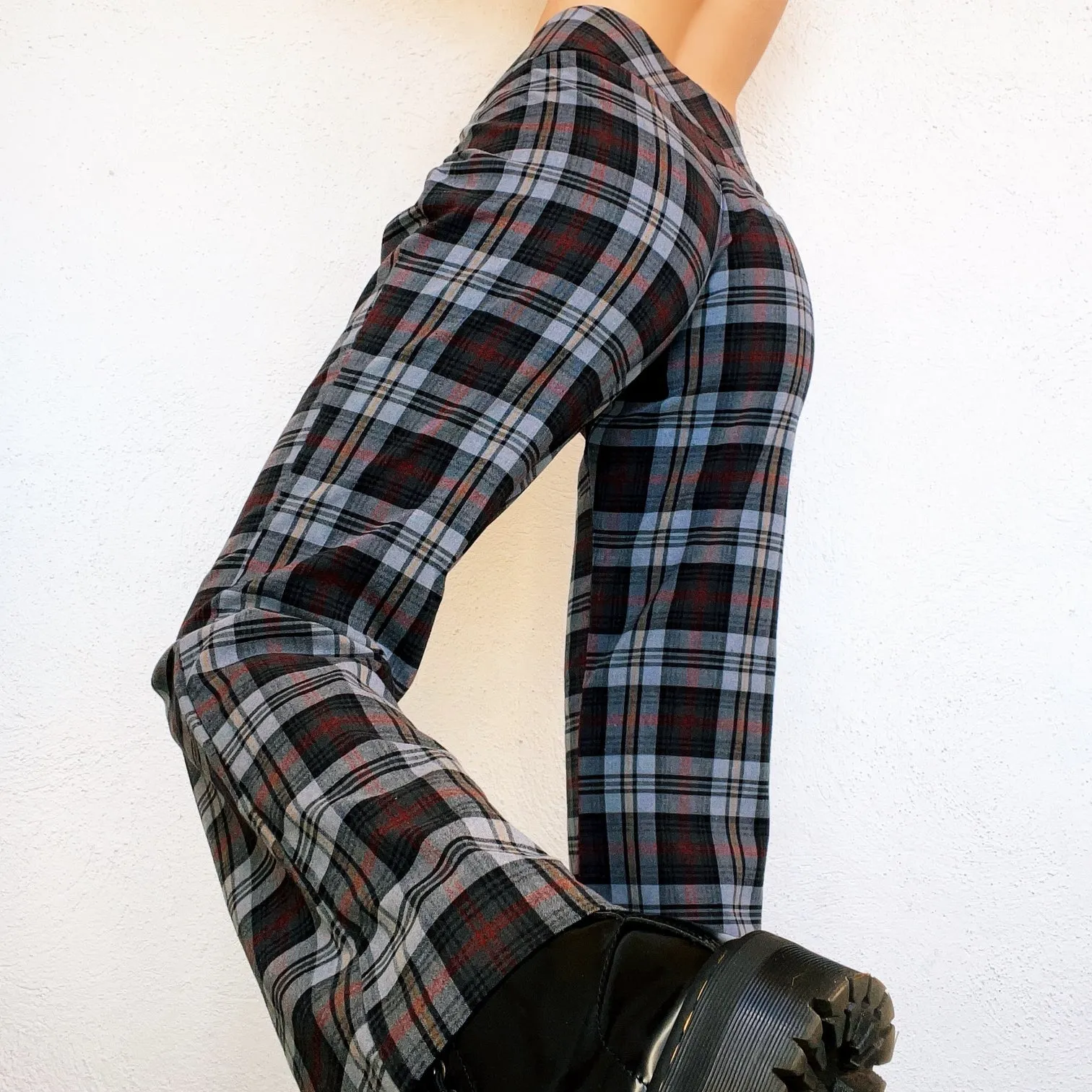 Early 2000s Gray Plaid Flares
