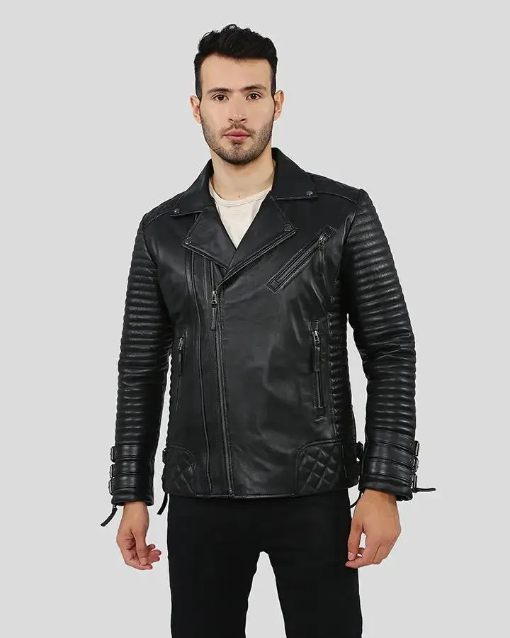 Hector Black Biker Leather Jacket