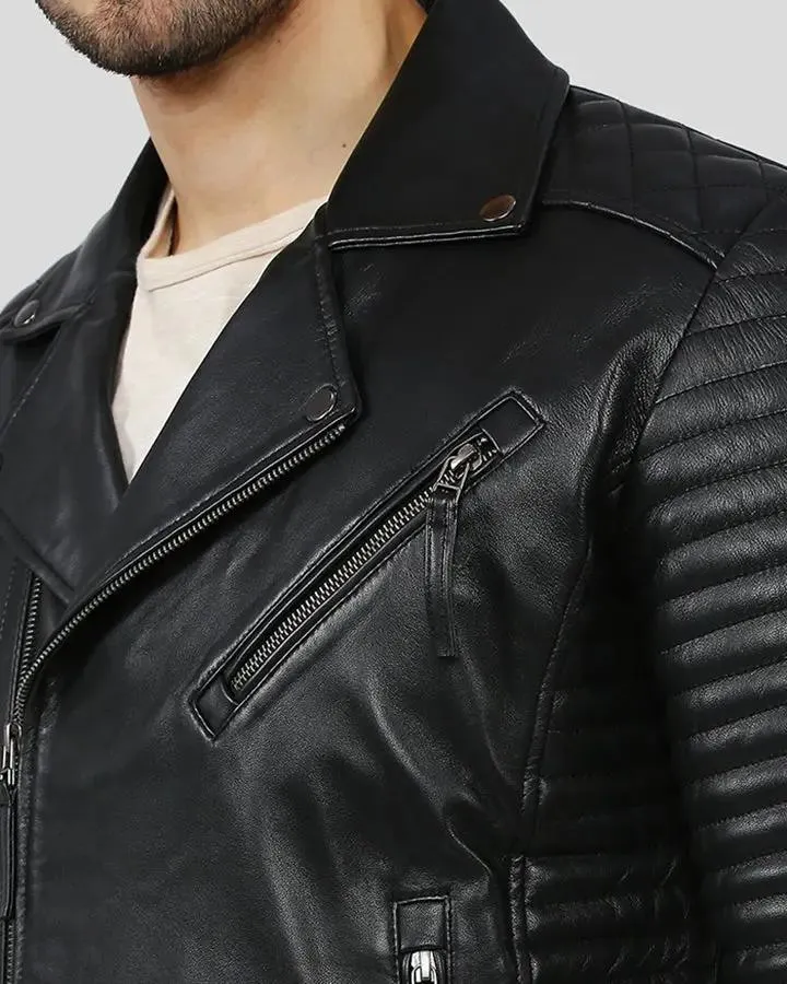 Hector Black Biker Leather Jacket