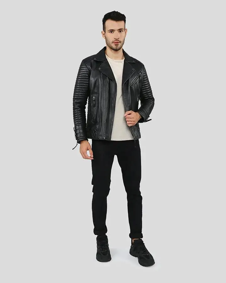 Hector Black Biker Leather Jacket