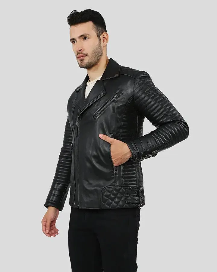 Hector Black Biker Leather Jacket
