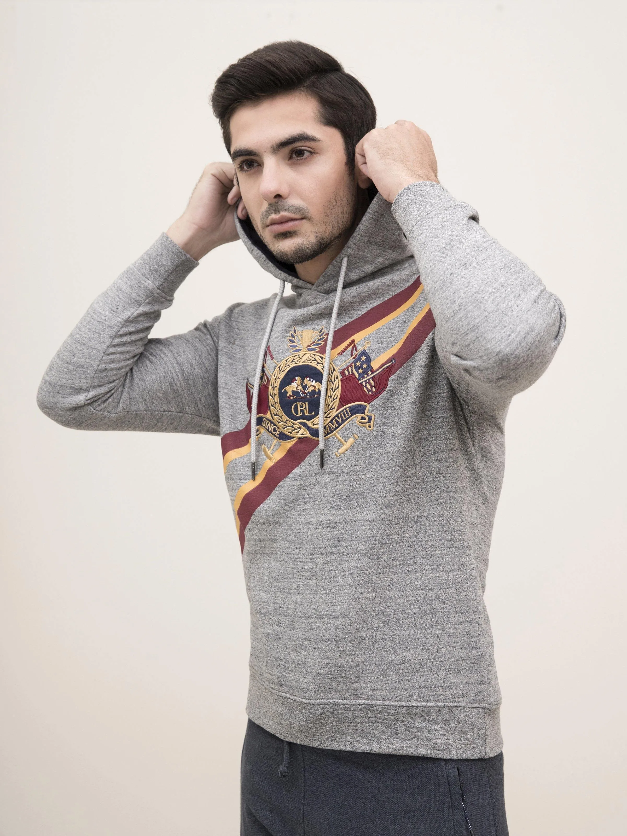 JACKET FULL SLEEVE KNIT HOODIE GREY HEATHER