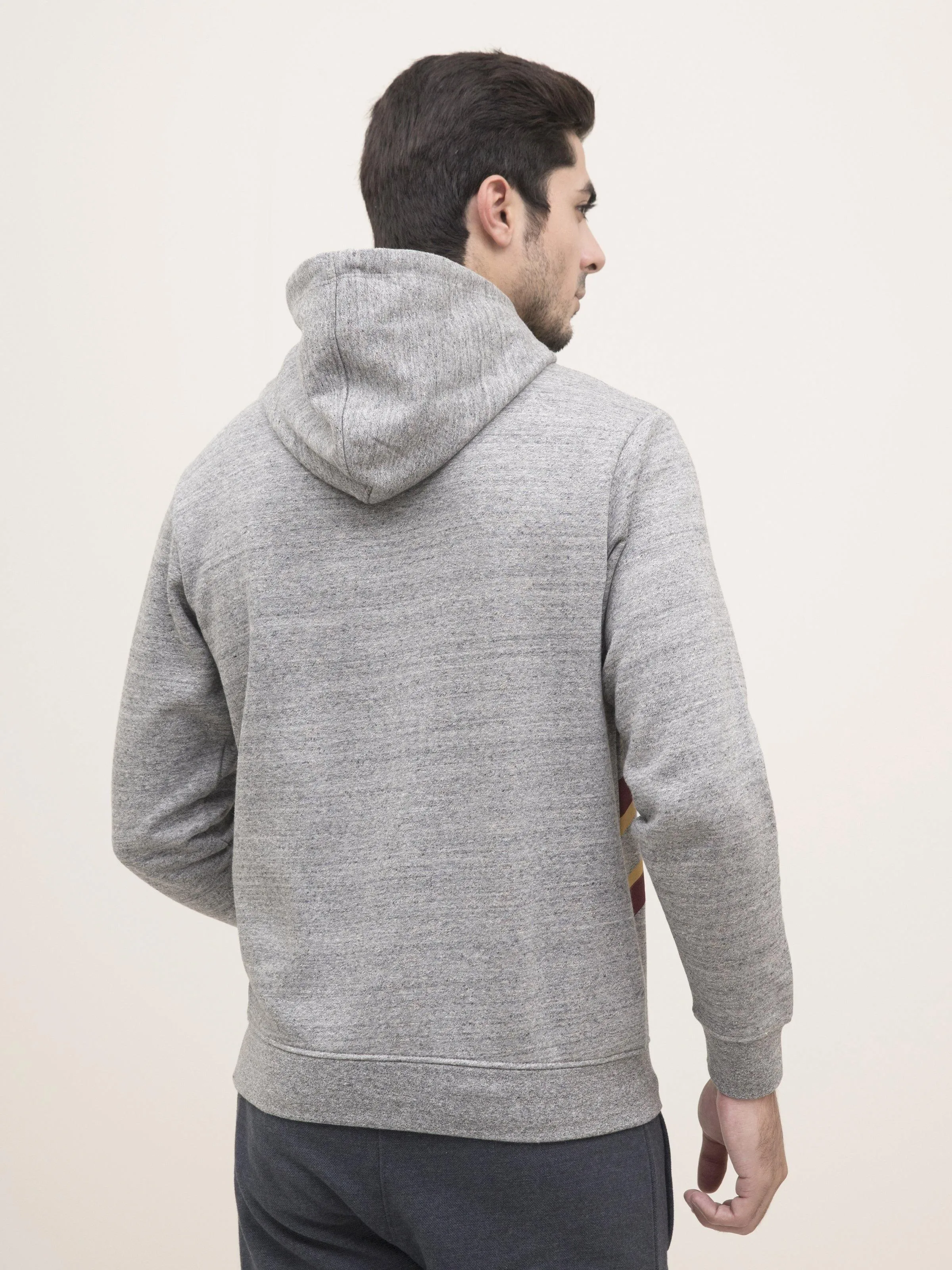 JACKET FULL SLEEVE KNIT HOODIE GREY HEATHER