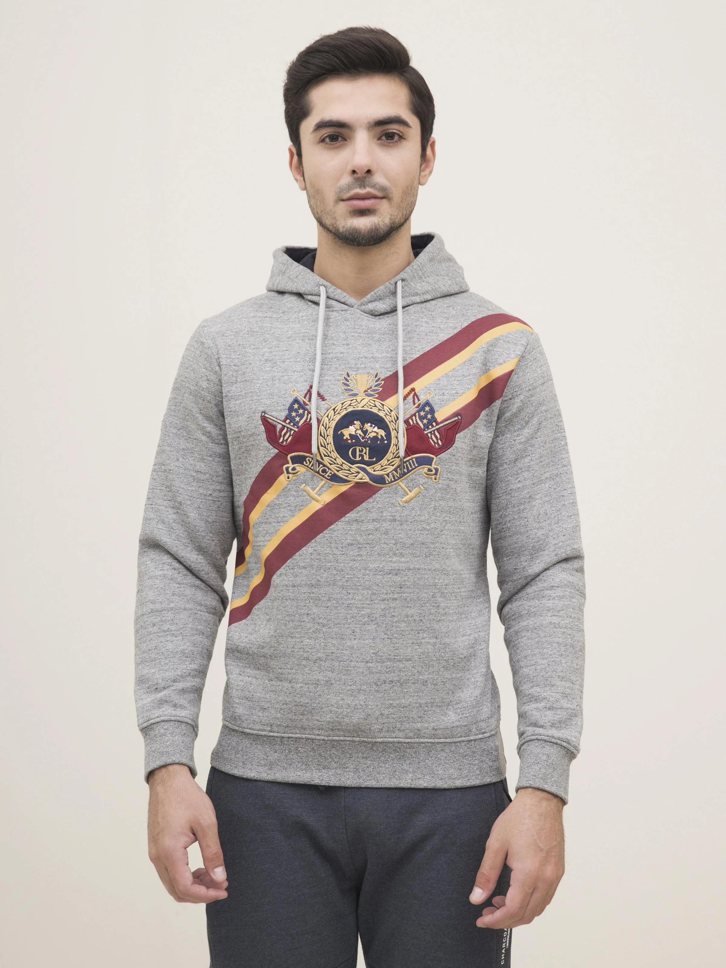 JACKET FULL SLEEVE KNIT HOODIE GREY HEATHER