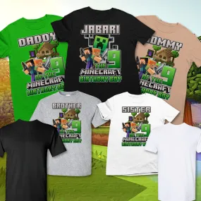 Minecraft Birthday shirts, Family Matching Birthday Shirts