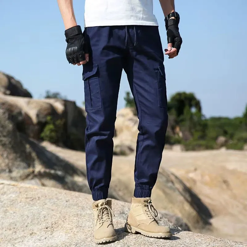 New Premium Spring Autumn Mens Clothing Solid Color Elastic High Waisted Trousers Pants