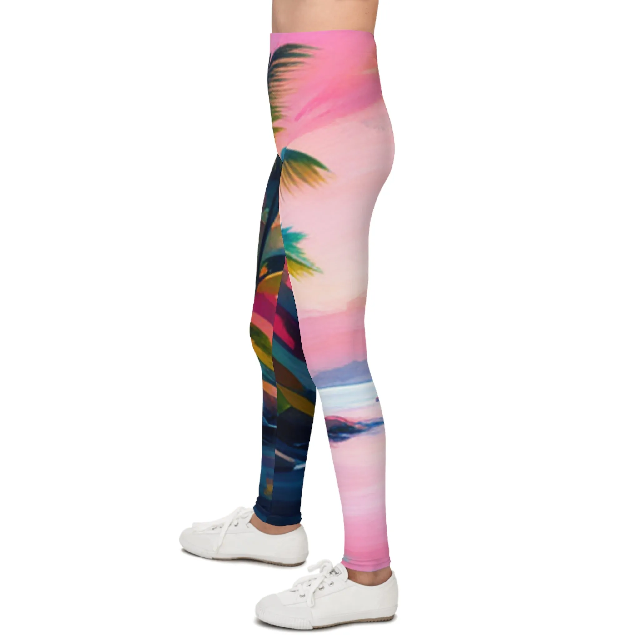 Palm Tree Pink Youth Leggings
