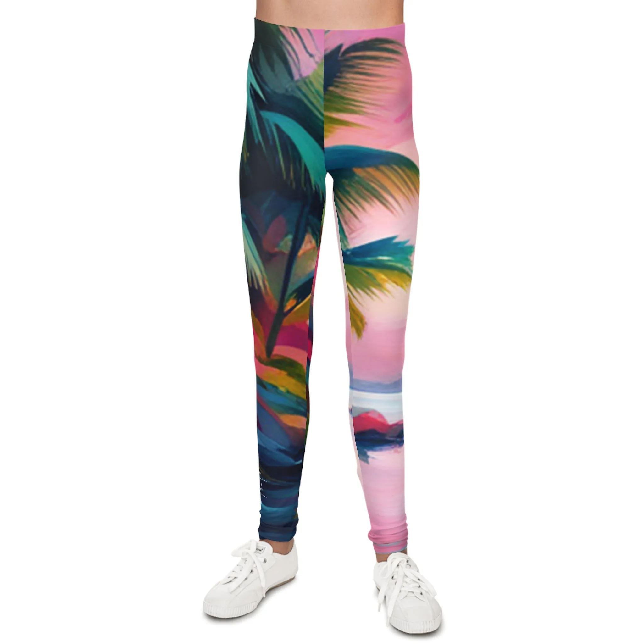 Palm Tree Pink Youth Leggings