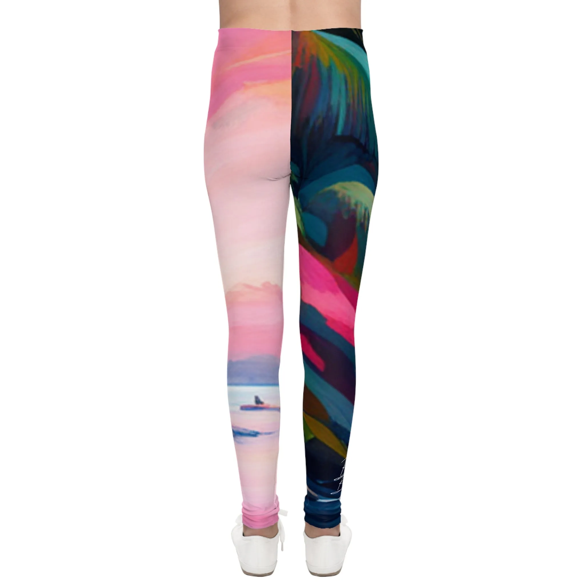 Palm Tree Pink Youth Leggings