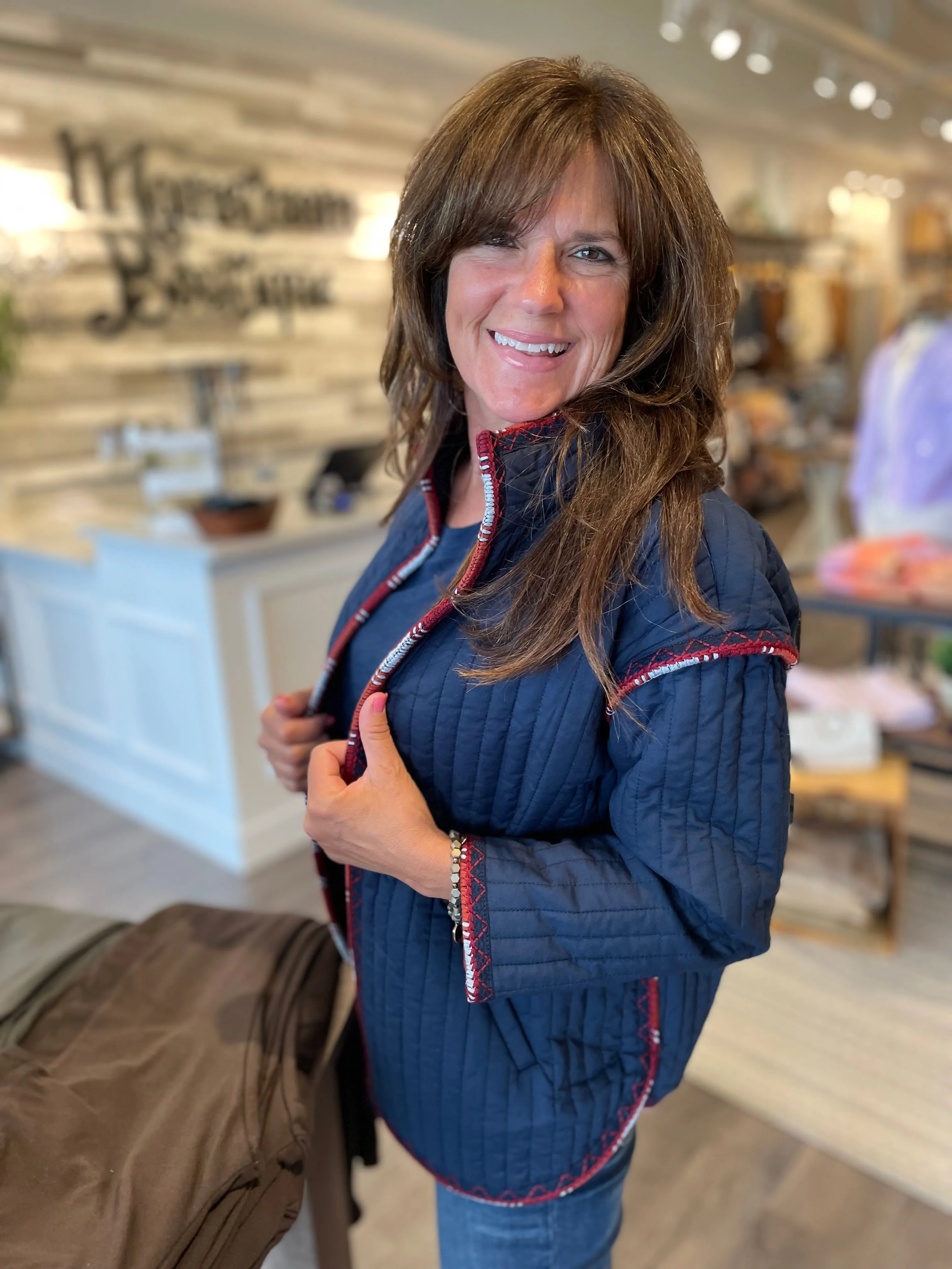 Quilted Jacket w/ Curved Hem and Embroider - HQ