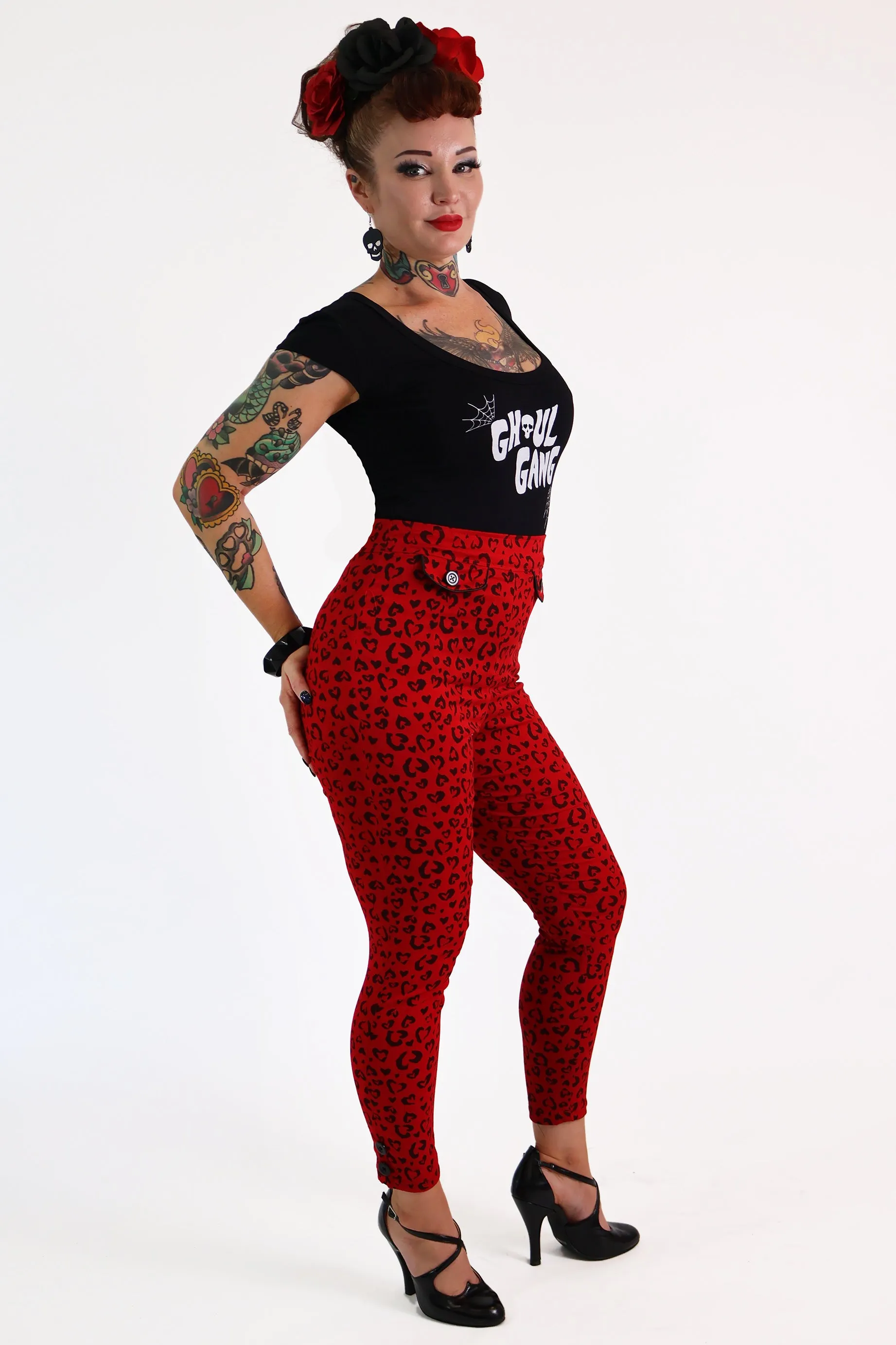 Red Heart Leopard Capri Pants