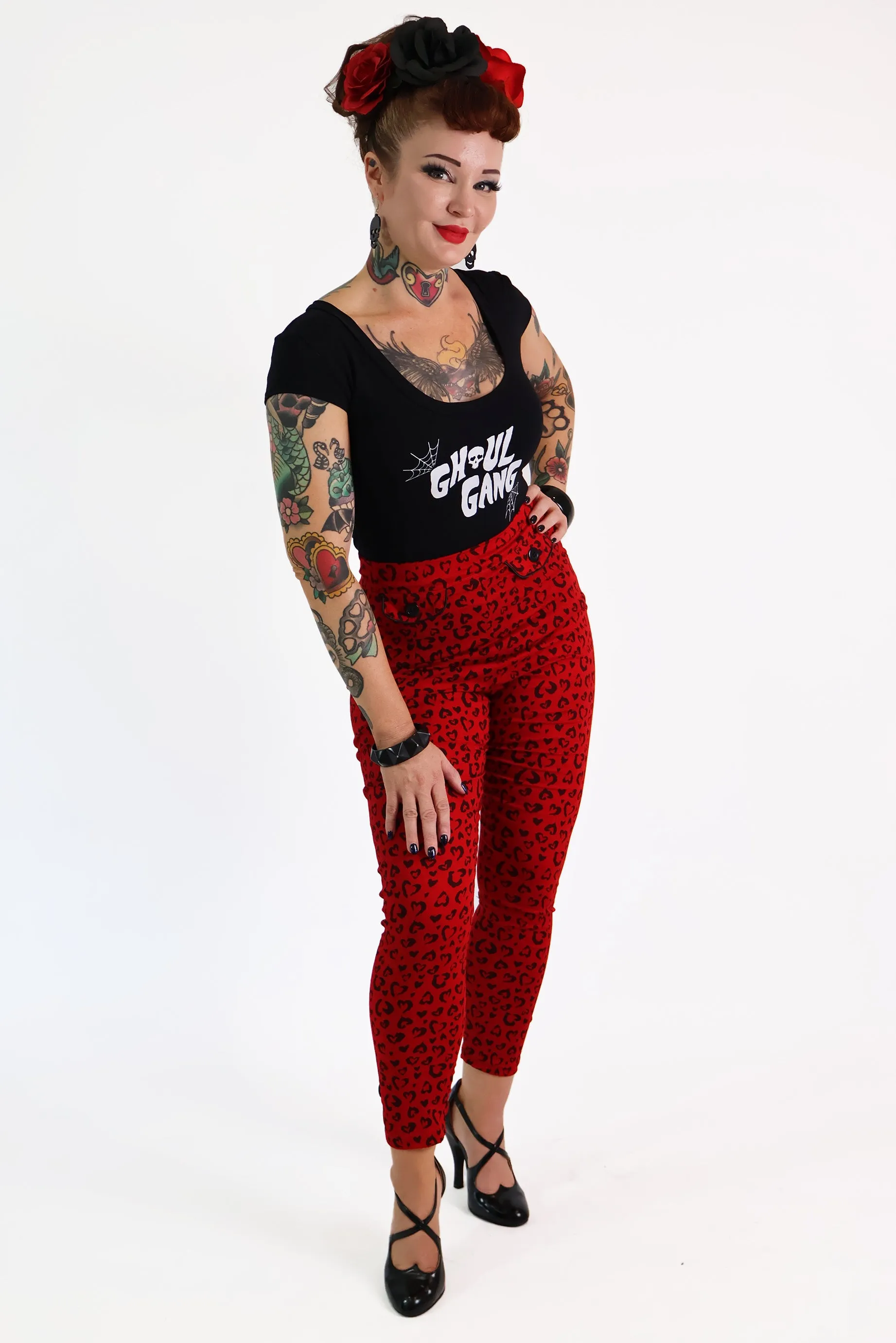 Red Heart Leopard Capri Pants