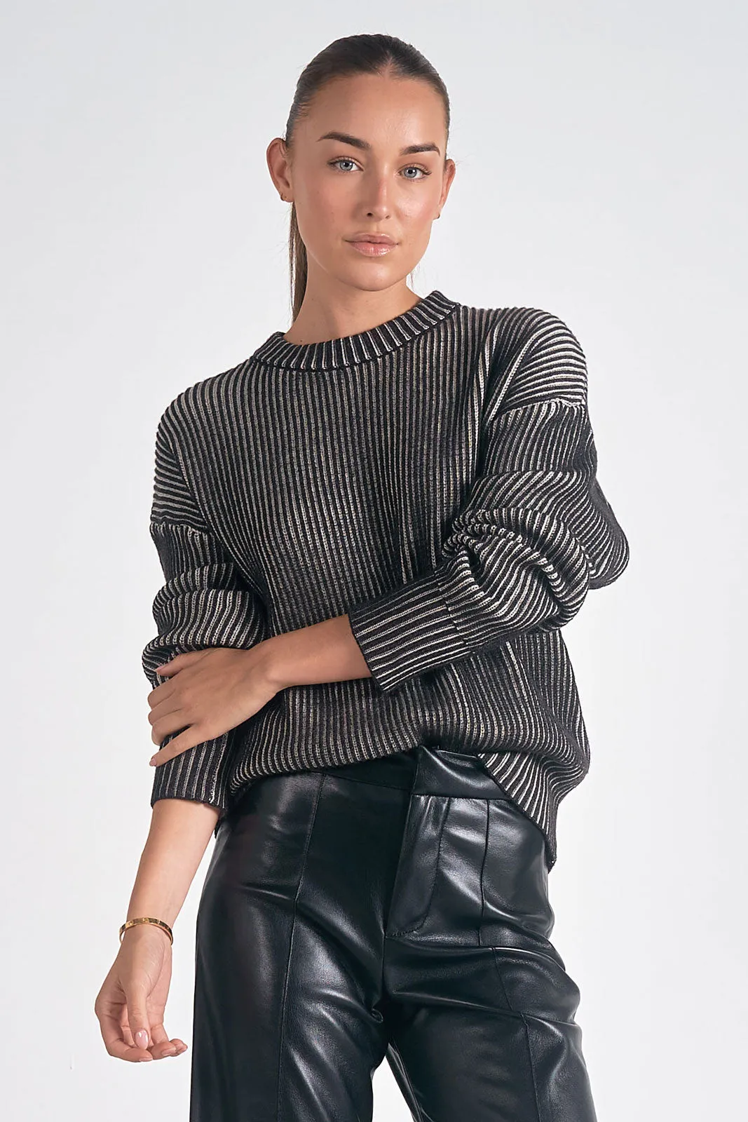 Sweater Crewnk Rib Ombre