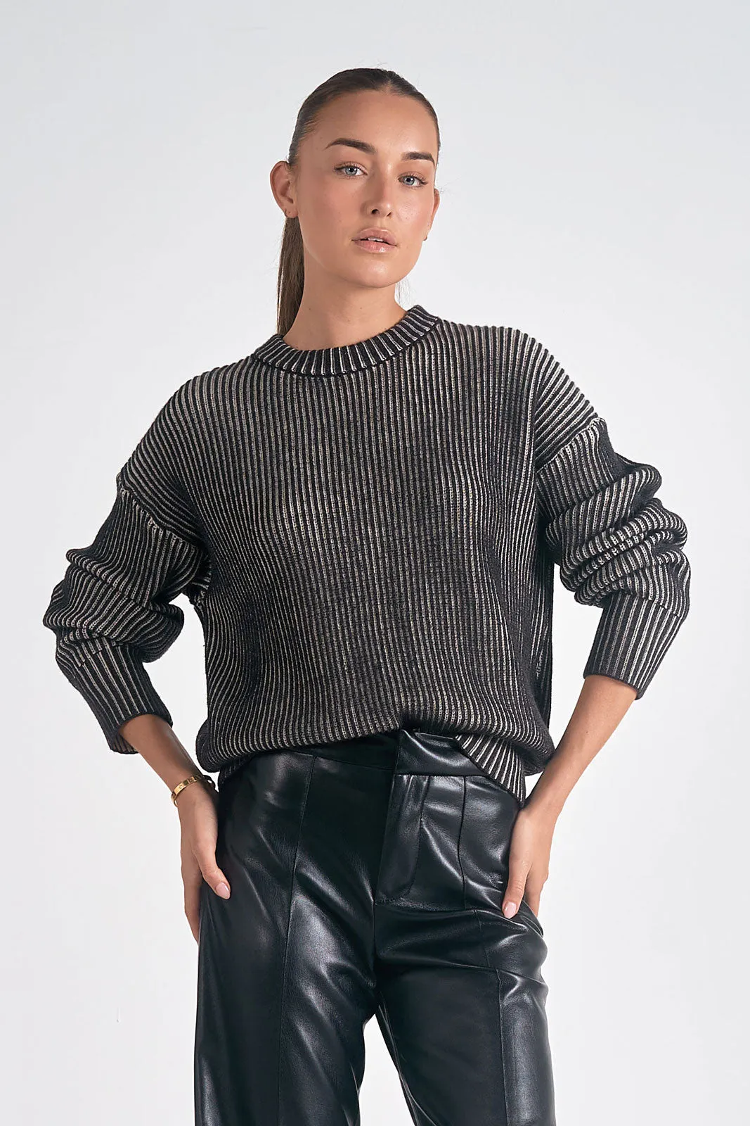 Sweater Crewnk Rib Ombre