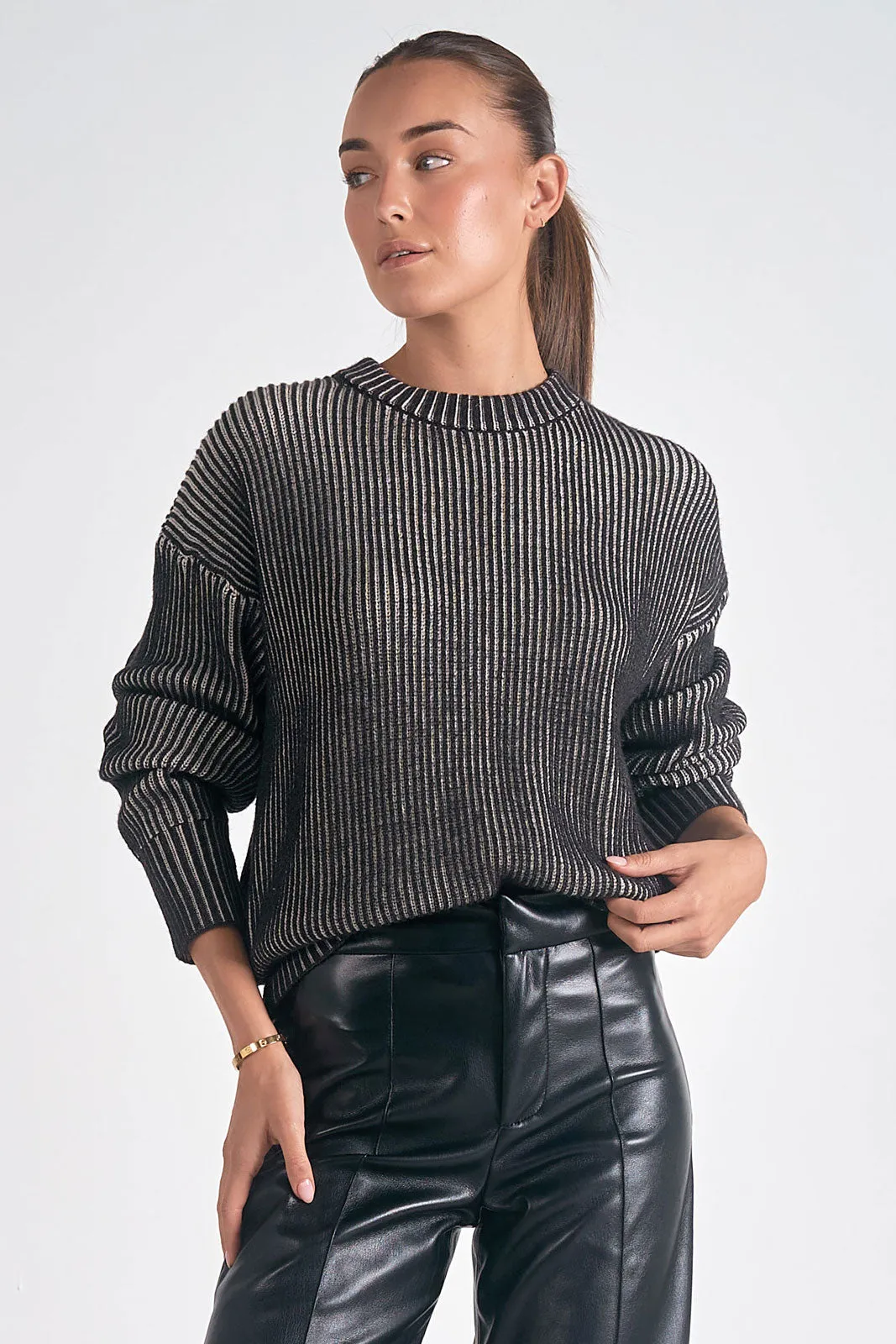Sweater Crewnk Rib Ombre