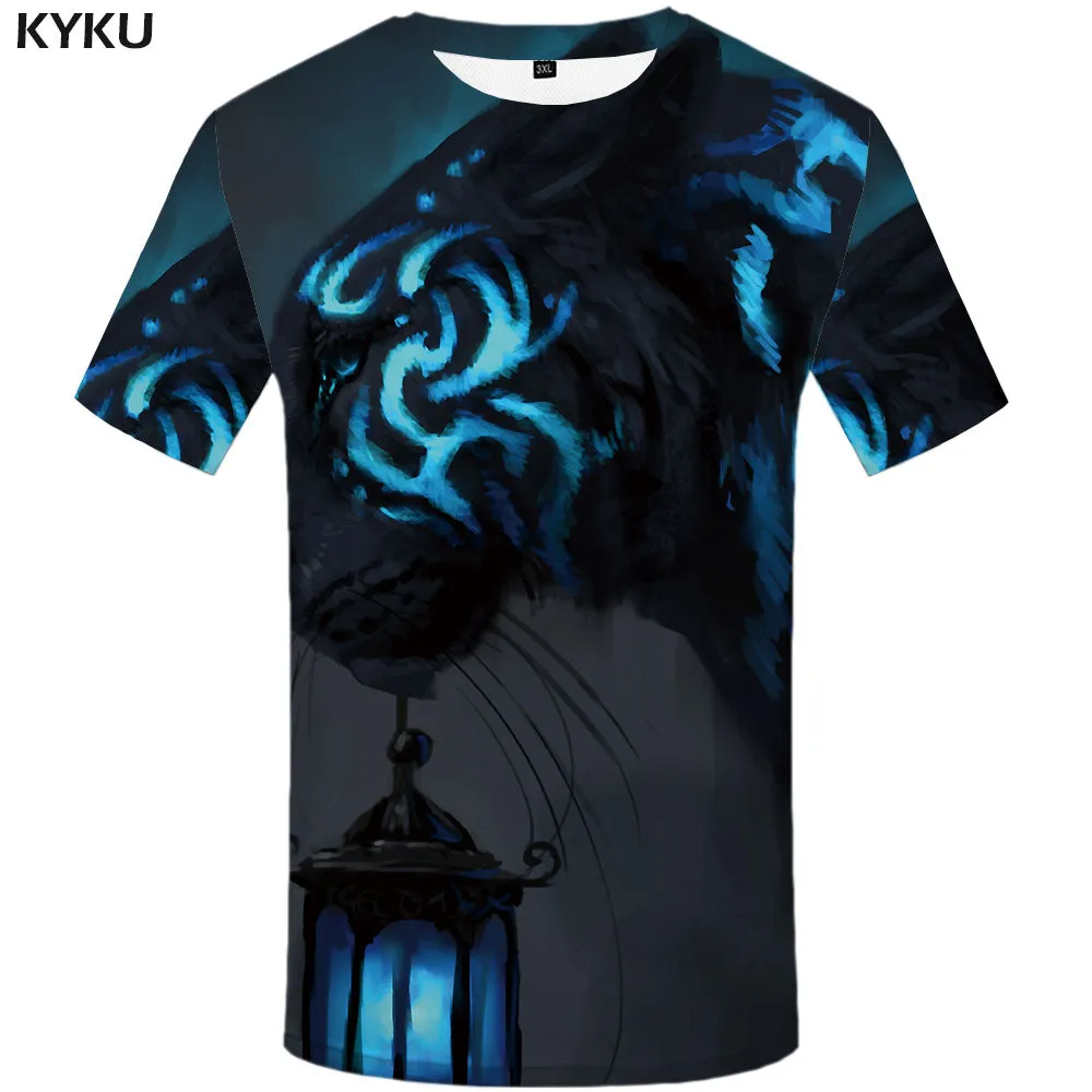 Tiger Fighting Animal Beast Fierce Lion/leopard Print 3D T-shirt Men's Short Sleeve Tops Oversized Tees Shirt Men Design Clothes Size 3XL S3219723